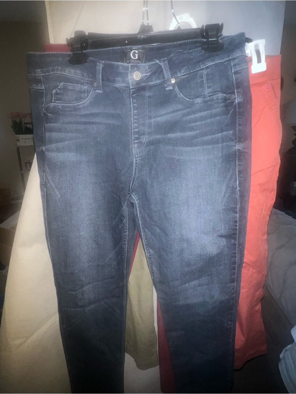 G by Giuliana Women’s Slim Dark Blue Distressed Wash Jeans